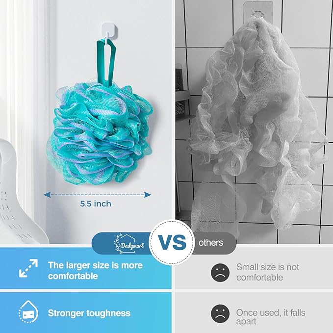 DadyMart Shower Loofah Sponge Pouf – XL Exfoliating Bath Puff Body Scrubber - Image 5