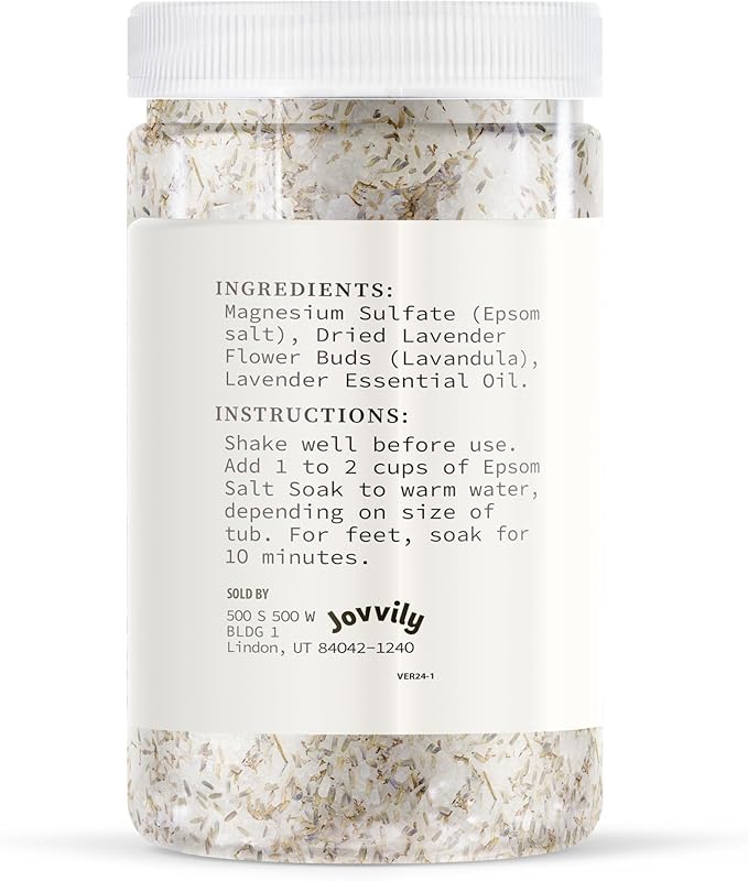 Jovvily Epsom Salt Soak with Lavender Buds & Lavender Essential Oil - 2 lb - - Image 2