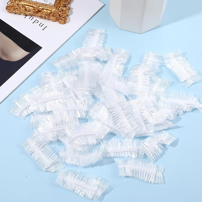 100 Pcs Disposable Ear Covers for Shower, Waterproof Plastic Ears Shower Caps - Image 4