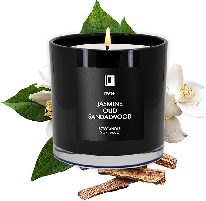 Lulu Candles | Jasmine, Oud & Sandalwood | Luxury Scented Soy Jar Candle | Hand - Image 3