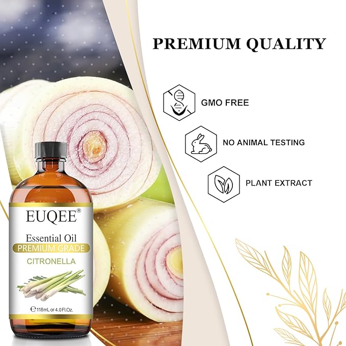 EUQEE Citronella Essential Oil, 118ml Large Gift Box Pure Citronella Oil - Image 3