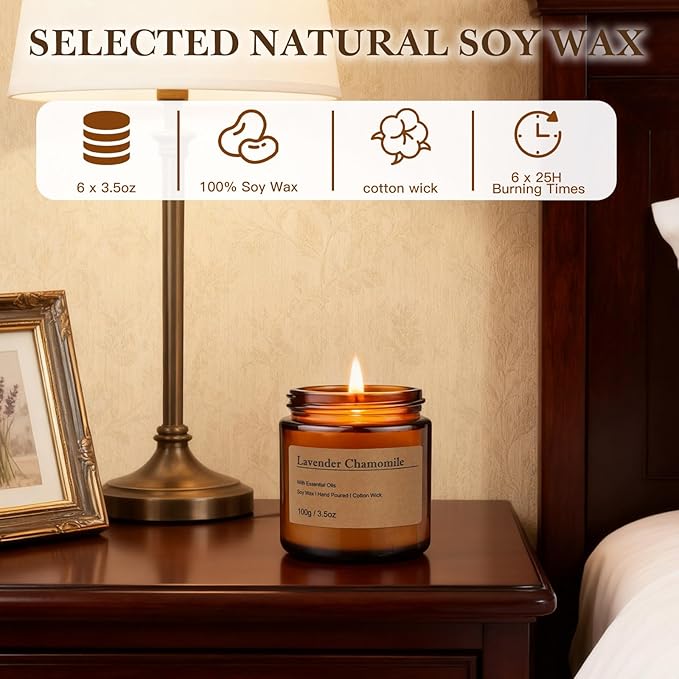 6-Pack Scented Candles for Home, 3.5 Oz Soy Wax Candles Gift Set - Image 3