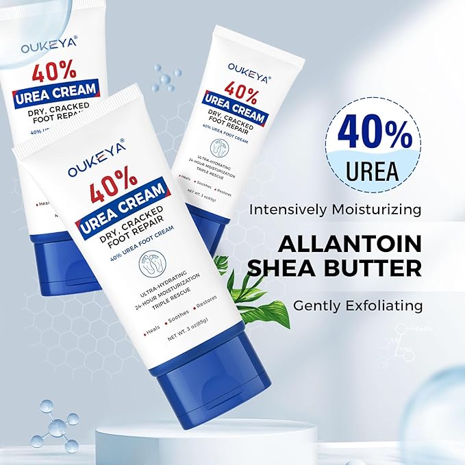 OUKEYA Urea Cream 40 Percent Tube 3 Oz, Urea Foot & Hand Cream - Image 9
