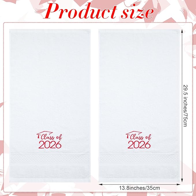 MASHAN Class of 2026 Graduation Hand Towels 3 Pack, 100% Cotton Soft Absorbent - Image 2