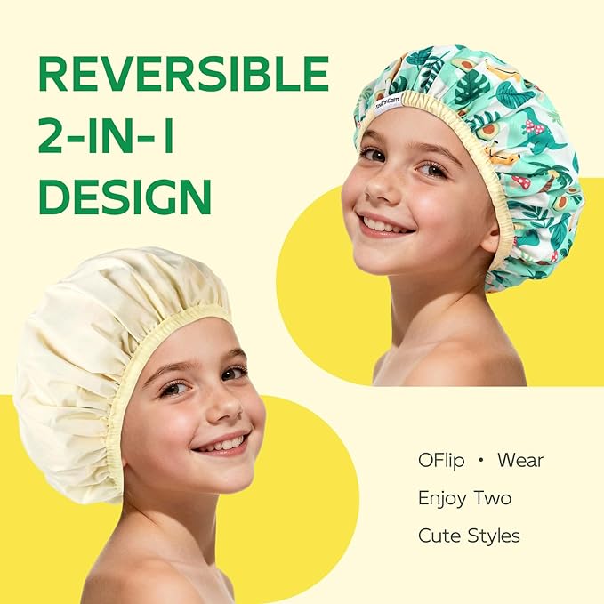 Years calm Kids Shower Cap, Waterproof Reusable Cartoon Bath Cap - Image 4