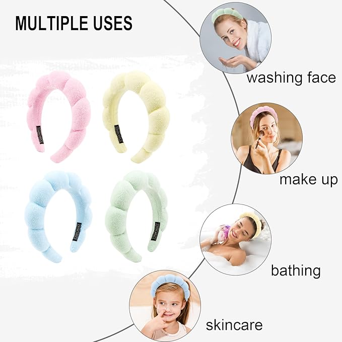 Canitor 4 PCS Spa Headband for Washing Face, Facial Skincare, Terry Cloth - Image 8