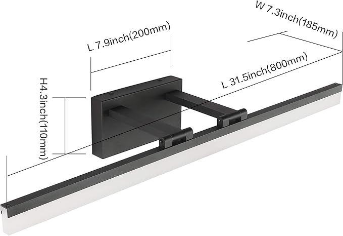 SOLFART Black Modern Bathroom Lights Over Mirror 31.5 inch Vanity Lighting Wall - Image 3
