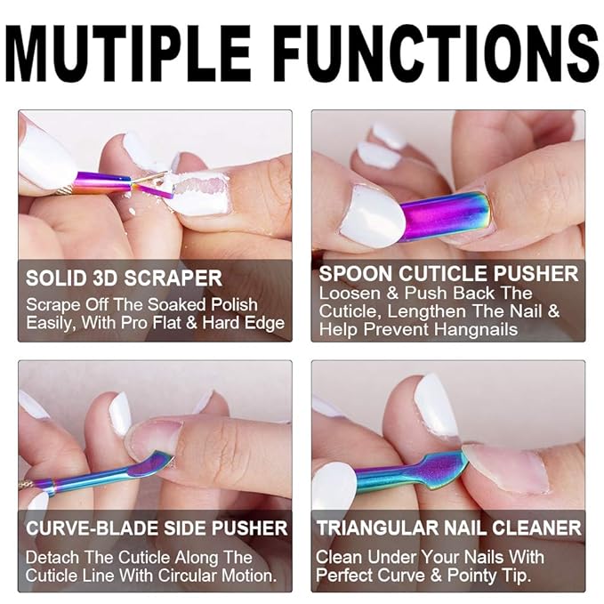 2PCS Metal Cuticle Pusher and Scraper, Colorful Nail Trimmer Cutter Stainless - Image 2