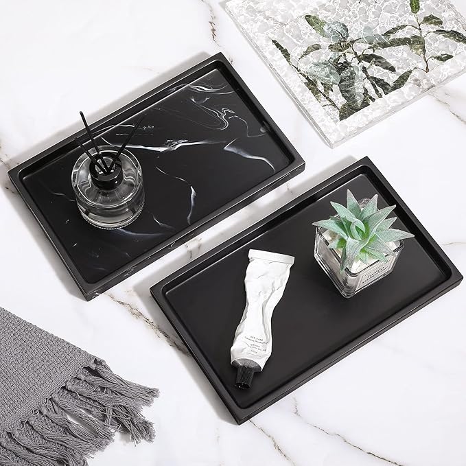 Luxspire Bathroom Vanity Tray, Resin Dresser Jewelry Ring Dish Tank Storage - Image 7
