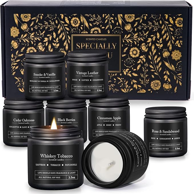 8 Pack Scented Candles for Men, Masculine Candle Gift Set by YMing