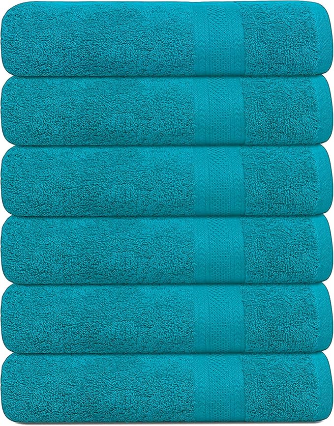 KAHAF COLLECTION 100% Cotton Bath Towels, 24x48 Pack of 6 Towels, Quick Dry by KAHAF+COLLECTION