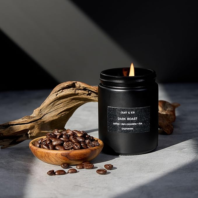 Craft & Kin Premium Dark Roast Coffee Candle | Black Scented Candles - Image 2