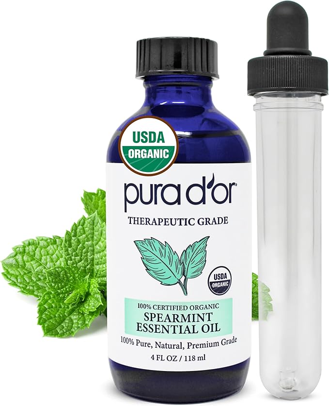 PURA D'OR Organic Spearmint Essential Oil USDA Certified 100% Pure & Natural by PURADOR