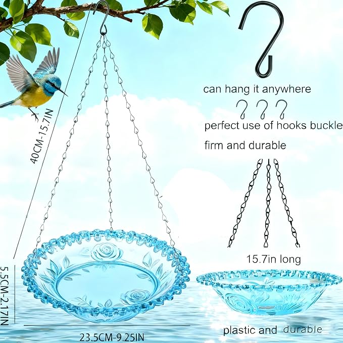 4 Pack Super Value Hanging Plastic Bird Baths and Feeders - Image 3
