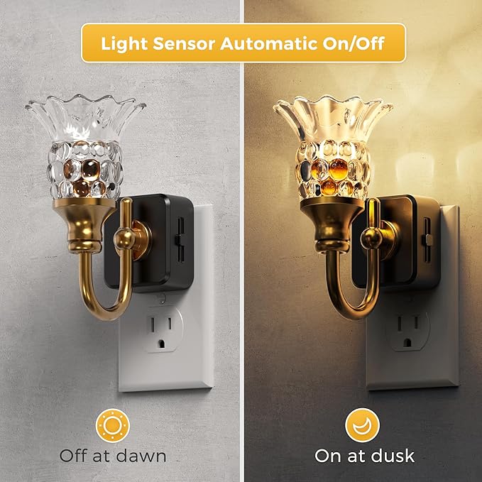 L LOHAS LED Night Lights Plug into Wall, 2 Pack 3000K Soft White LED Floral - Image 2