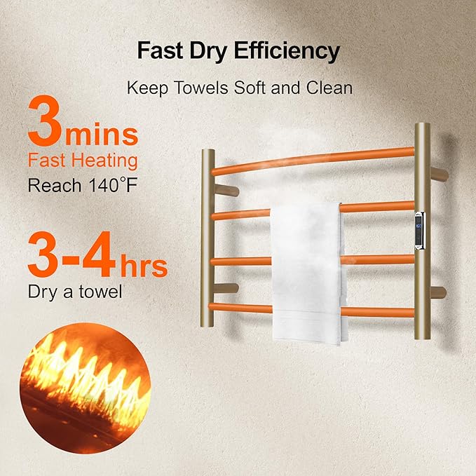 Towel Warmer Bathroom Wall Mounted Drying Rack Plug-in Electric Heated Towel - Image 2