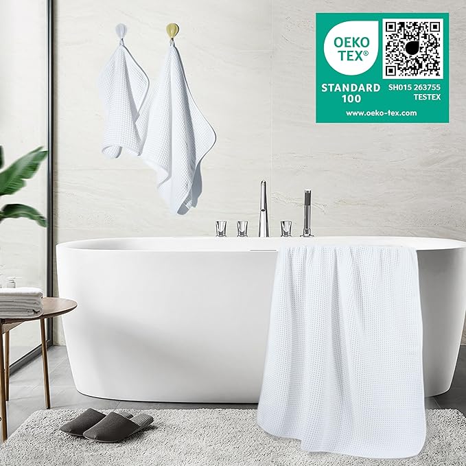 POLYTE 430 GSM Microfiber Quick Dry Lint Free Oversize Bath Towel Set, 6 Piece - Image 4
