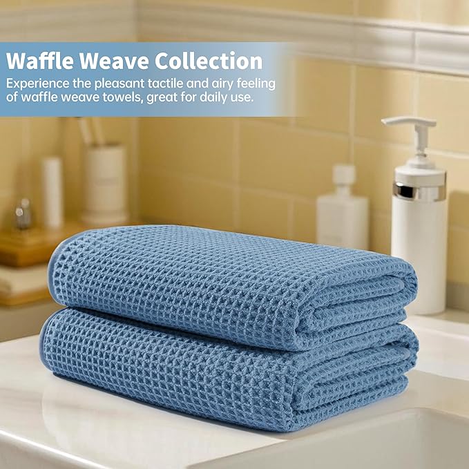 MICROFI New Microfiber Waffle Bath Towels, 2 Pieces, Fast Drying, Lint Free 430 - Image 6