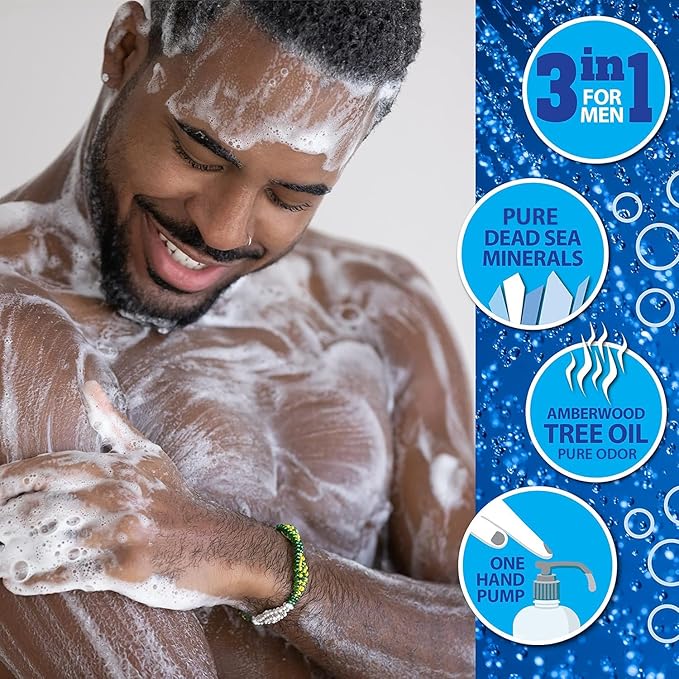 Dead Sea Collection Amber Wood Men’s Body Wash – 3 in 1 Body Wash - Image 5