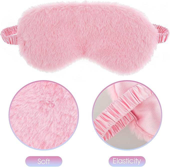 2 Pcs Plush Fluffy Eye Mask Soft Sleeping Blindfold Eye Cover Comfortable Furry - Image 5