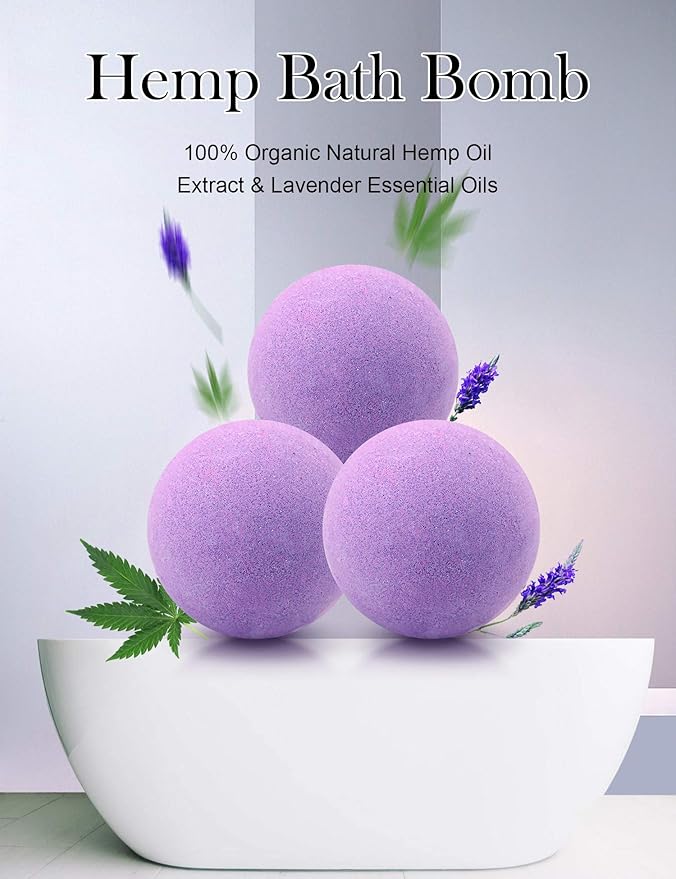 Bath Bombs, 2 Pack Fizzy Spa Gift Natural Hemp Oil Extract and Lavender - Image 3
