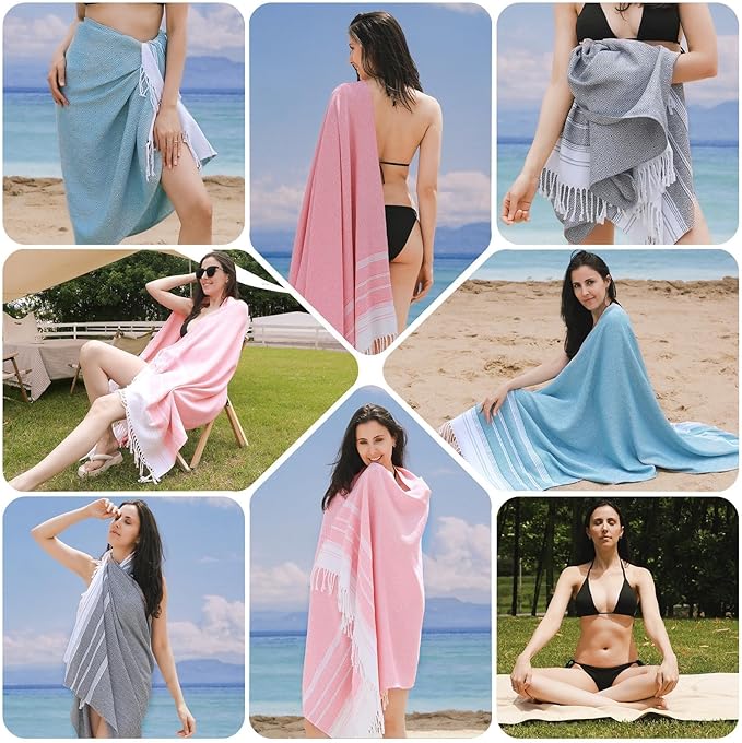 Genovega 6 Packs Oversized Turkish Beach Towels Set Bulk 74"x38" Extra Large - Image 5