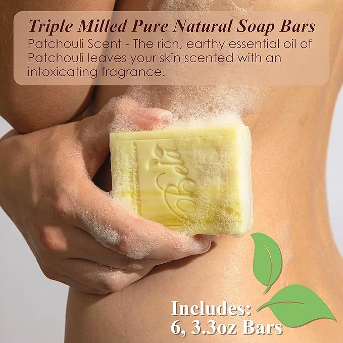 BELA Patchouli Soap 3.3 OZ Pack of 6, French Triple Milled Bar Soap - Image 2