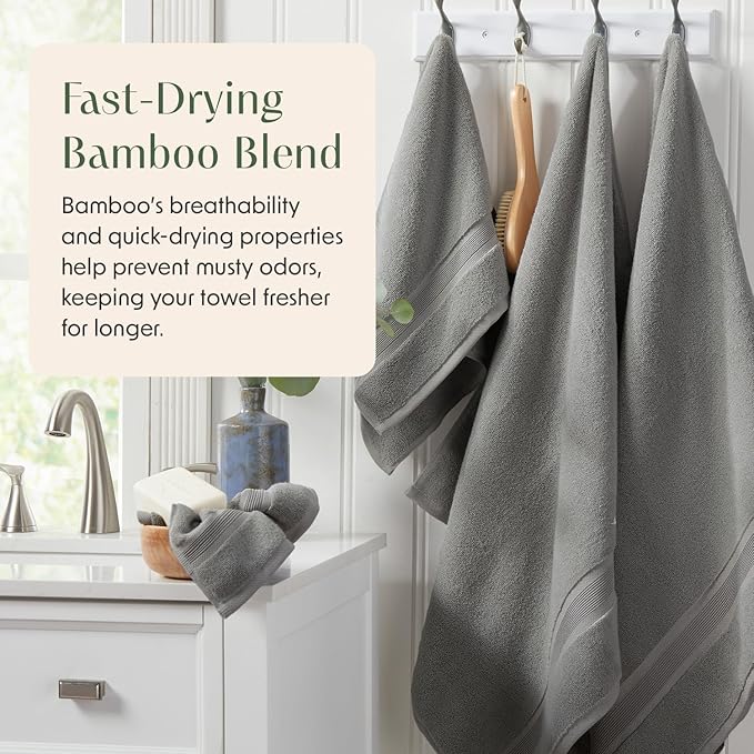 Springtree Home Luxury Bamboo Rayon Bath Towel Set 6 Piece Set | 35% Bamboo - Image 5