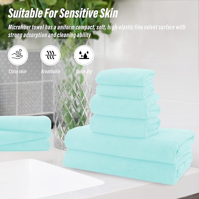 MOONQUEEN Ultra Soft Towel Set-Quick Drying-2 Bath Towels 2 Hand Towels 2 - Image 7