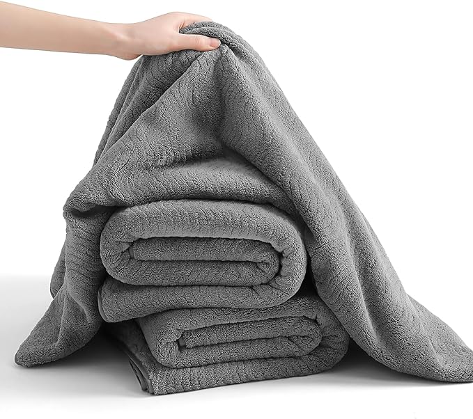 8 Piece Bath Towel Set Grey |2 Oversized Large Bath Sheet, 2 Hand Towels - Image 4
