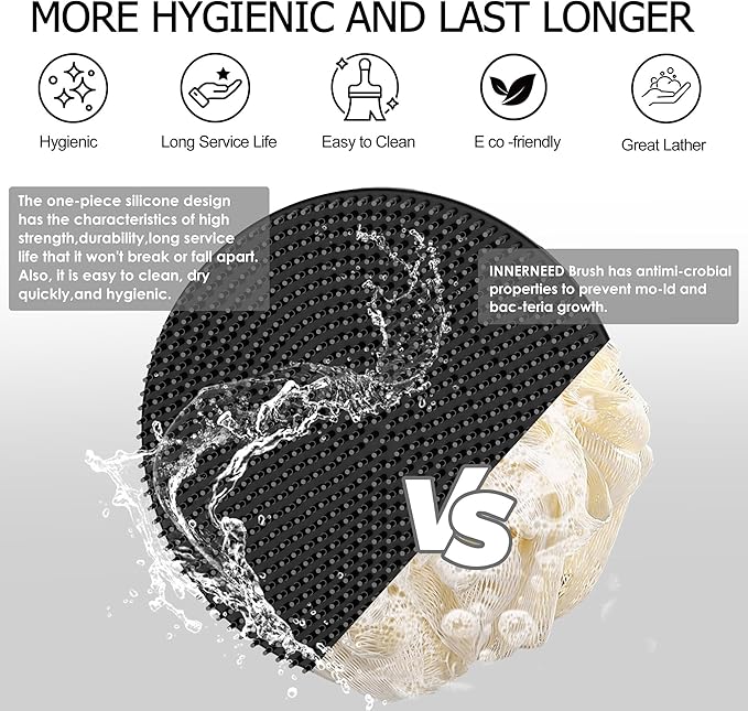 INNERNEED Food-Grade Soft Silicone Body Scrubber Shower Brush Handheld - Image 6