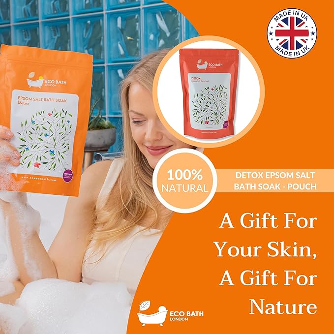 Eco Bath London Detox Epsom Salt Bath Soak – Pouch 2.2 LB | Made in UK | - Image 6