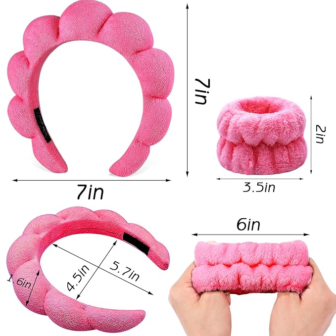 Zkptops 6Pcs Spa Headband for Washing Face Wristbands Set Women Bubble Makeup - Image 4