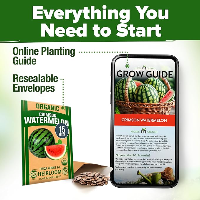 HOME GROWN Organic Crimson Sweet Watermelon Seeds 15+ Heirloom Non-GMO - Image 9