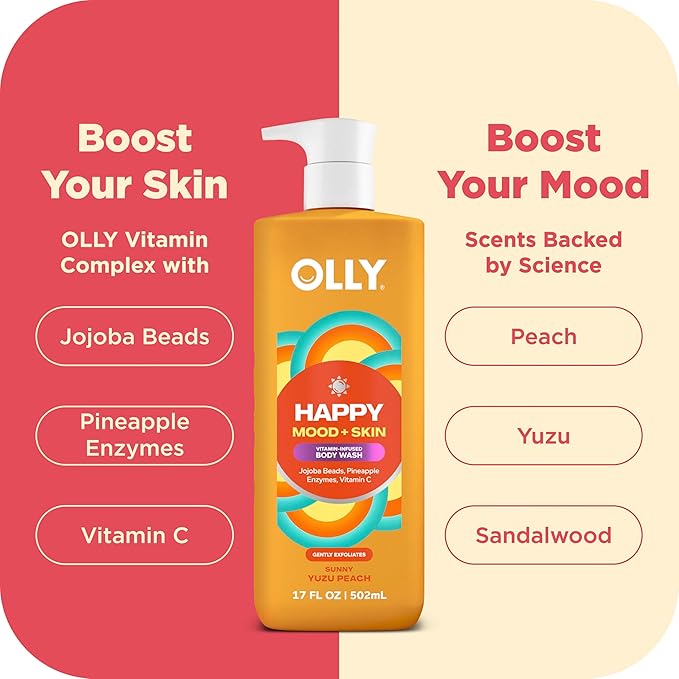 OLLY Exfoliating Body Wash Happy Mood + Skin jojoba beads, pineapple enzymes & - Image 4