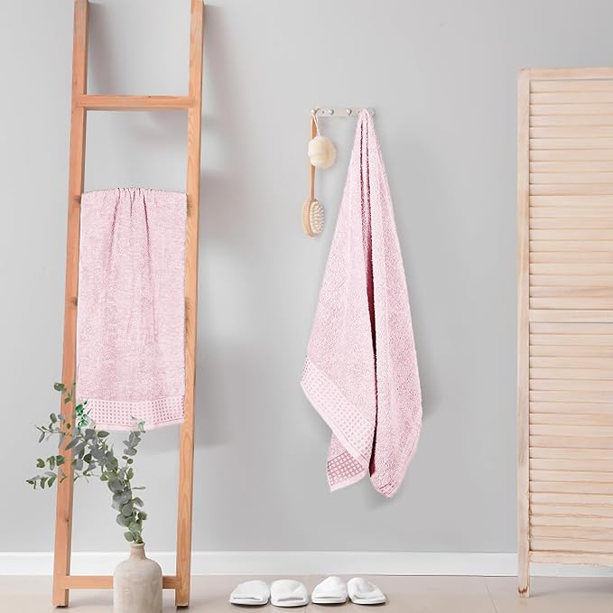 GLAMBURG 100% Cotton 2 Pack Oversized Bath Towel Set 28x55 Inches, Ultra Soft - Image 4