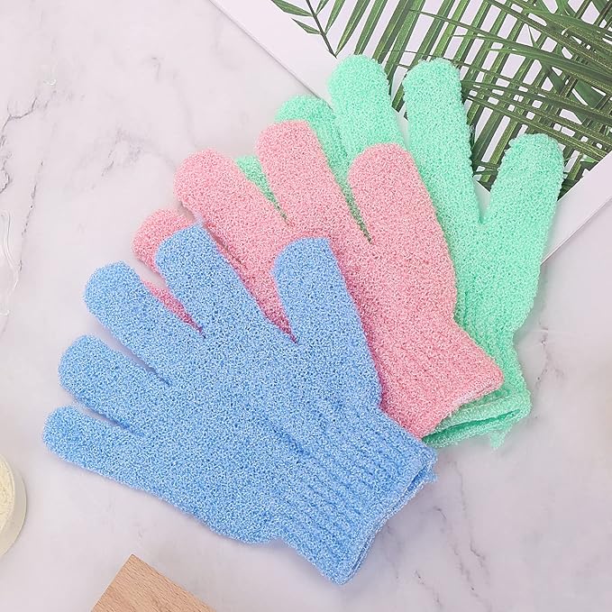Sibba 3 Pair Bath Gloves for Shower Natural Loofah Exfoliating Wash Gloves for - Image 7