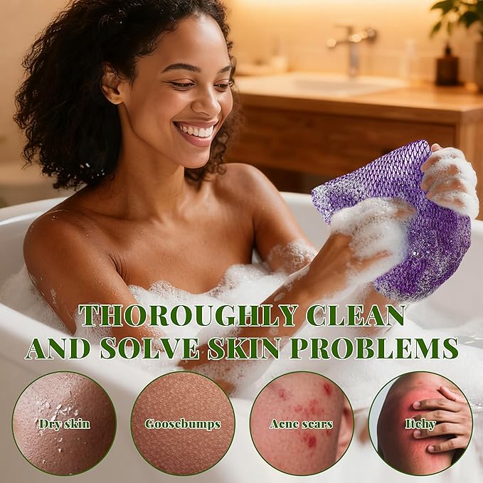 African Net Sponge Authentic, 3 Pieces Exfoliating Scrubber Bath Sponge - Image 4