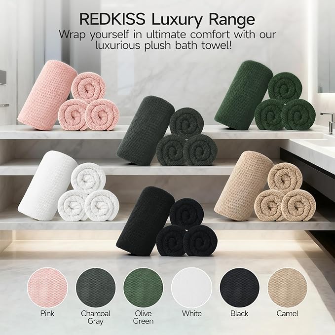 REDKISS Ultra Soft Bath Towels Set of 4-35 x 70 in Extra Large Coral Fleece - Image 7