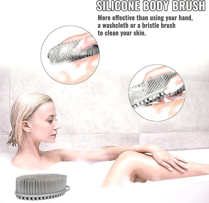 Set of 3 Silicone Body Scrubber Loofah Soft Exfoliating Body Bath Shower - Image 7