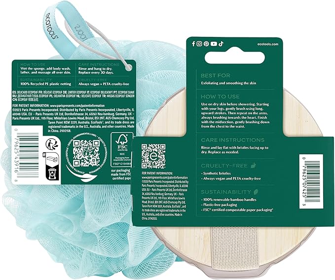 EcoTools Dry Body Brush for Circulation, Dead Skin Removal + Blue Delicate - Image 9
