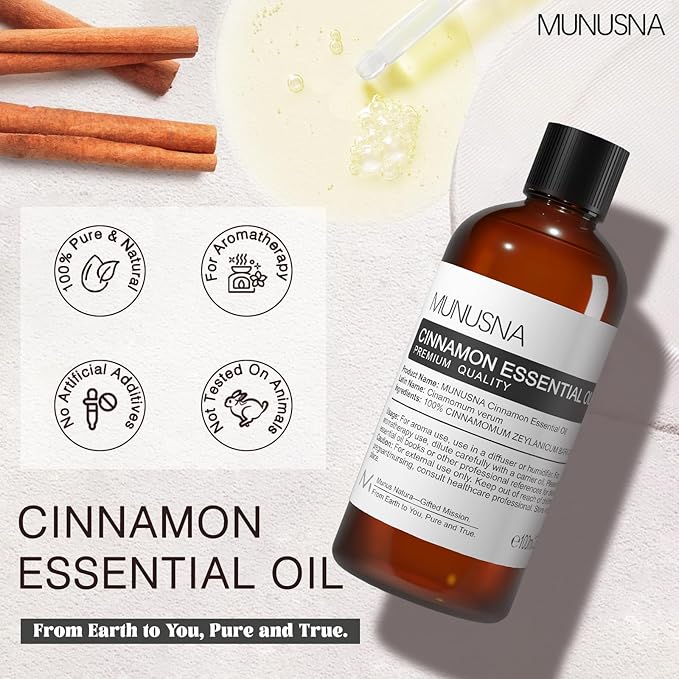 Cinnamon Essential Oil 100ML, 100% Pure Natural Cinnamon Oil Premium Grade - Image 2