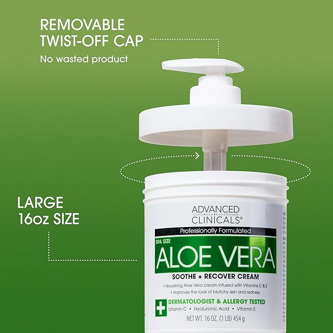 Advanced Clinicals Aloe Vera Lotion Skin Care Relief Cream | Vitamin E Infused - Image 3