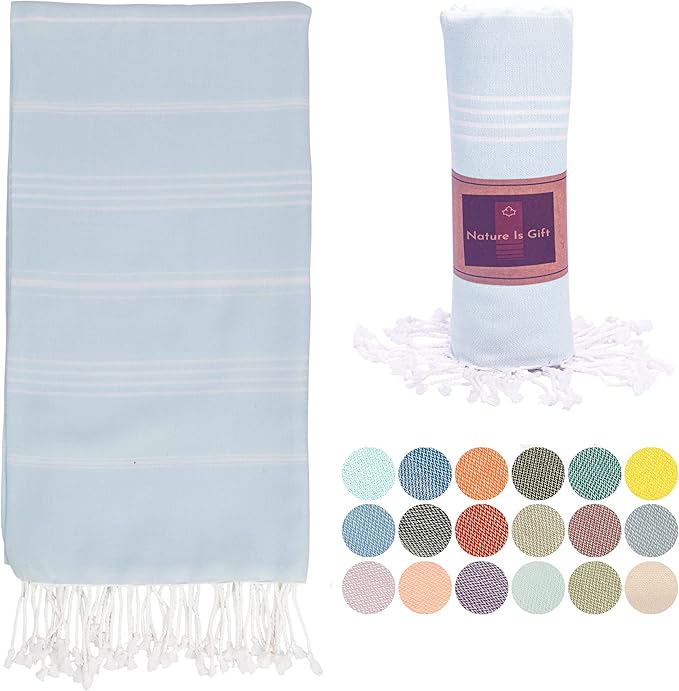 Beach Towel 100% Cotton Turkish Beach Towel Adult 38x70 Inch Pre-washed by NatureIsGift