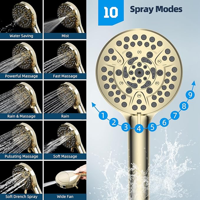 Hibbent All Metal CUPC Certified Shower Head, Handheld Showerhead Combo - Image 5