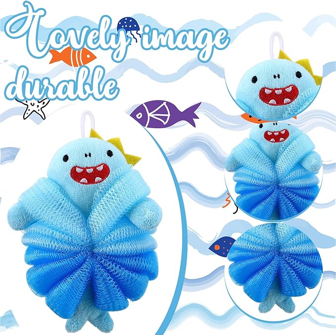 Tatuo 4 Pcs Animal Bath Loofahs Kids Body Loofah Cartoon Shower Cute Bath - Image 3