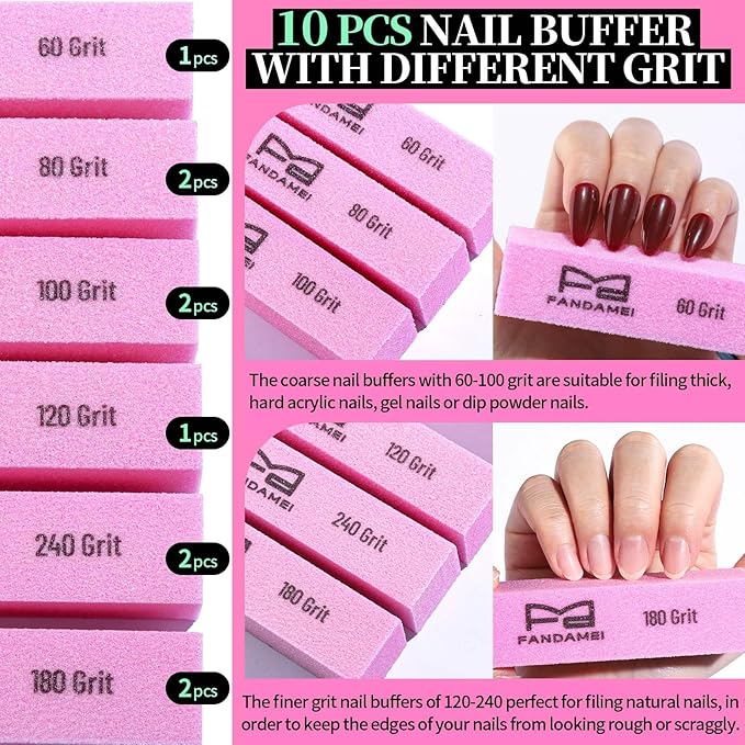 FANDAMEI Nail Buffer Block, Buffing Block, Cuticle Trimmer, Nail Tools - Image 2