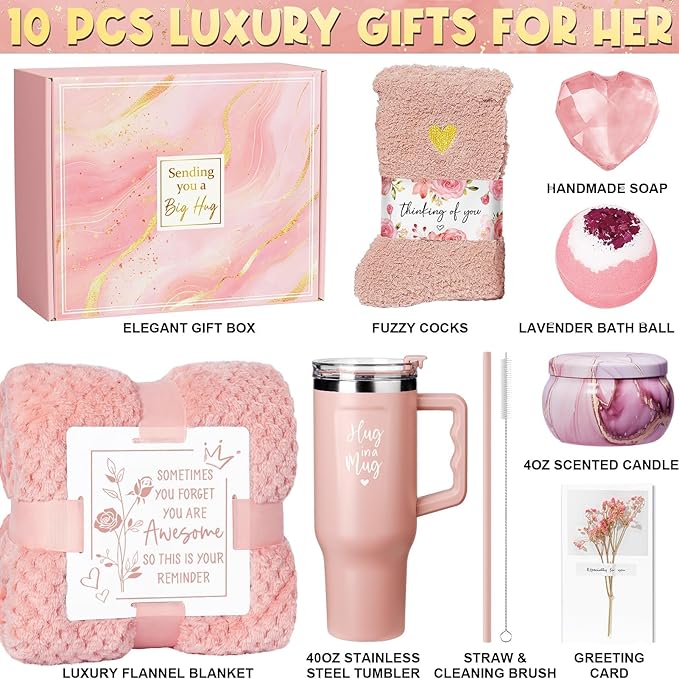 Birthday Gifts for Women Self Care Get Well Soon Gifts, Rose Relaxing Spa Bath - Image 2