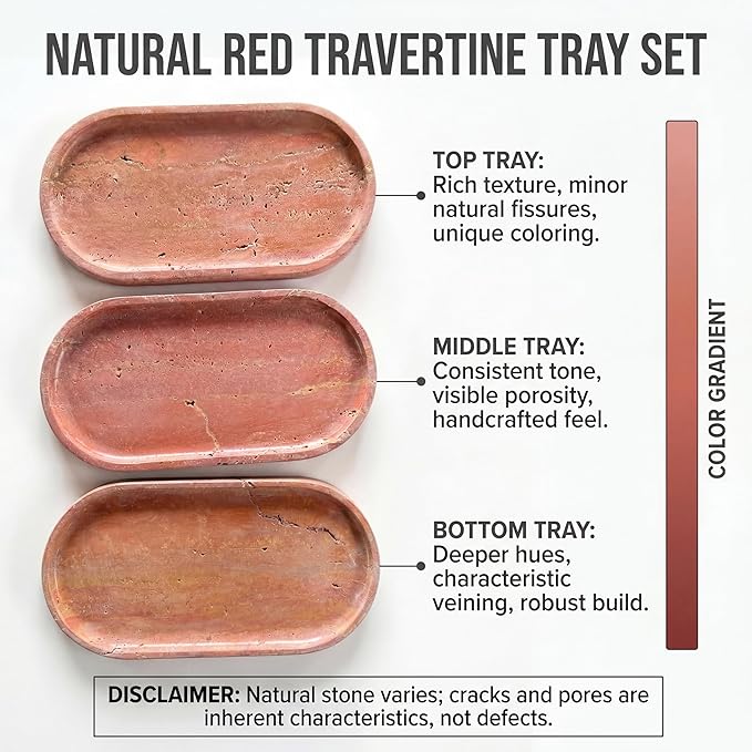 YKAJO Oval Real Marble Tray for Bathroom Kitchen Counter Stone Decorative - Image 4
