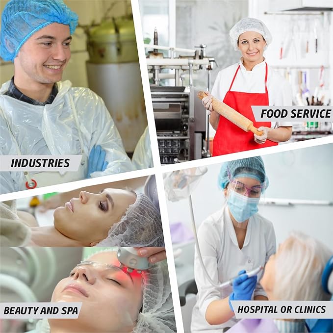 Disposable Bouffant Caps 21 Inch Non Woven Hair Net Elastic Head Cover - Image 2